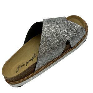 Free People Metallic Silver Slide Sandals